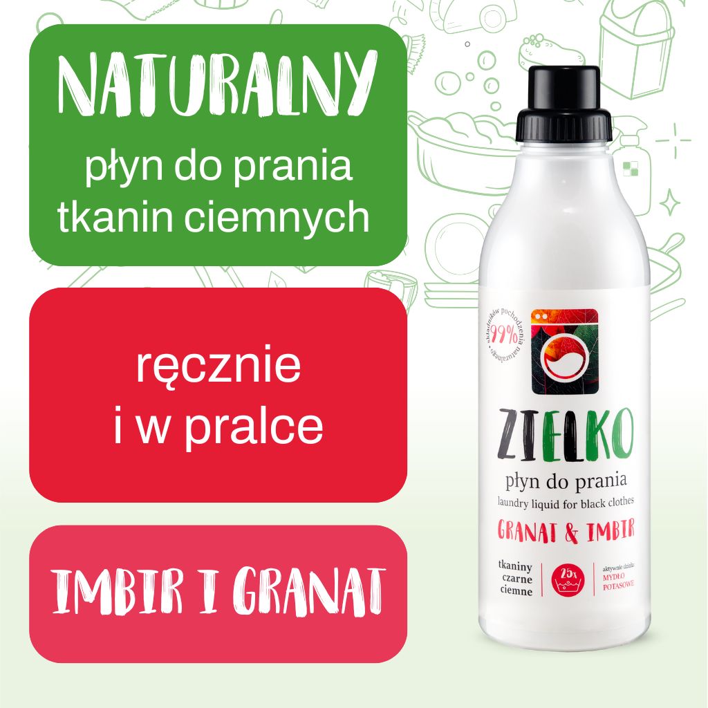 ZIELKO Płyn do prania tkanin czarnych i ciemnych 1000 ml - granat & imbir - obrazek 3