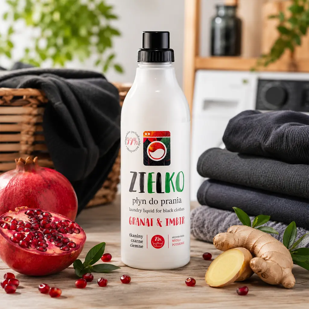 ZIELKO Płyn do prania tkanin czarnych i ciemnych 1000 ml - granat & imbir - obrazek 4