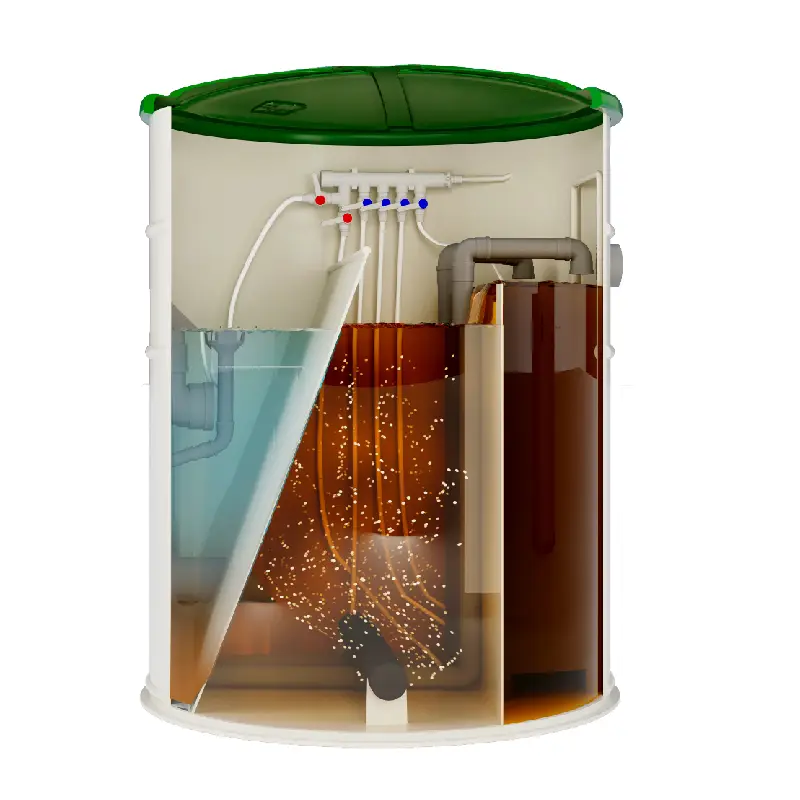 Biologiczna oczyszczalnia ścieków VH8 PREMIUM (wlot 160 mm) + ZBIORNIK 2M3 + STUDNIA CHŁONNA + SKRZYNKA NA KOMPRESOR - obrazek 4