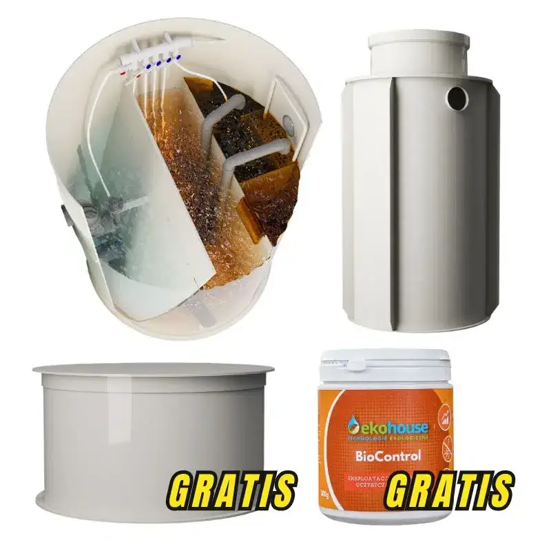 Biologiczna oczyszczalnia ścieków VH8 PREMIUM (wlot 160 mm) + ZBIORNIK 2M3 + SKRZYNKA NA KOMPRESOR - obrazek 2