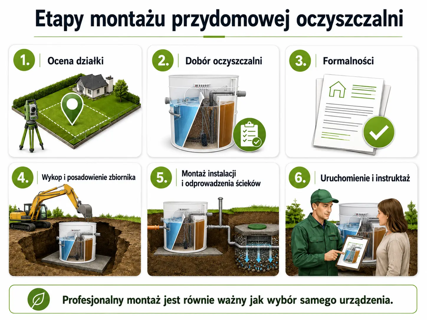 Etapy montażu przydomowej oczyszczalni ścieków krok po kroku