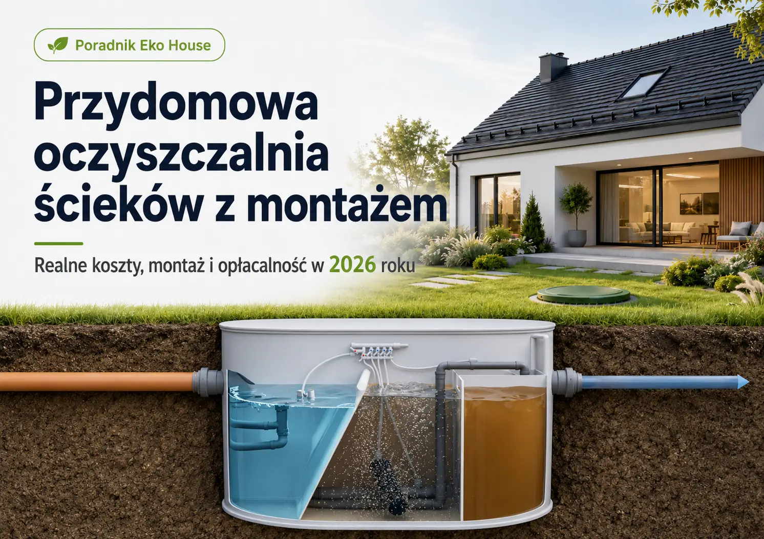 Przydomowa oczyszczalnia ścieków z montażem przy domu jednorodzinnym – koszty 2026